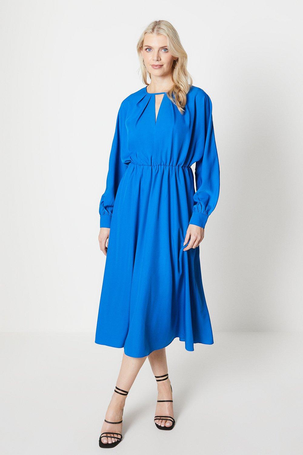 Платье миди с блузкой и рукавами Keyhole Debenhams, синий