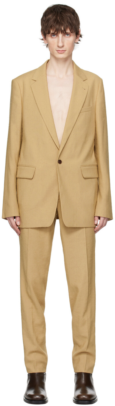 

Светло-коричневый однобортный костюм Dries Van Noten