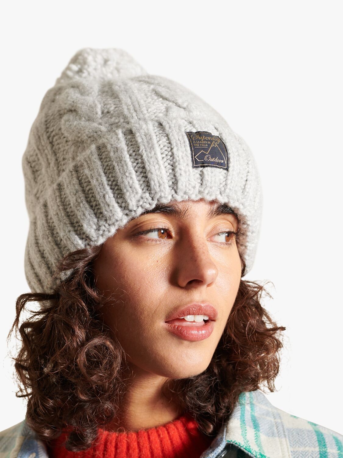 

Твидовая шапка-бини Superdry, светло-серый меланжевый