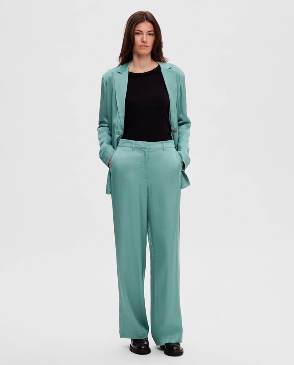 

Длинные атласные женские брюки Selected Femme