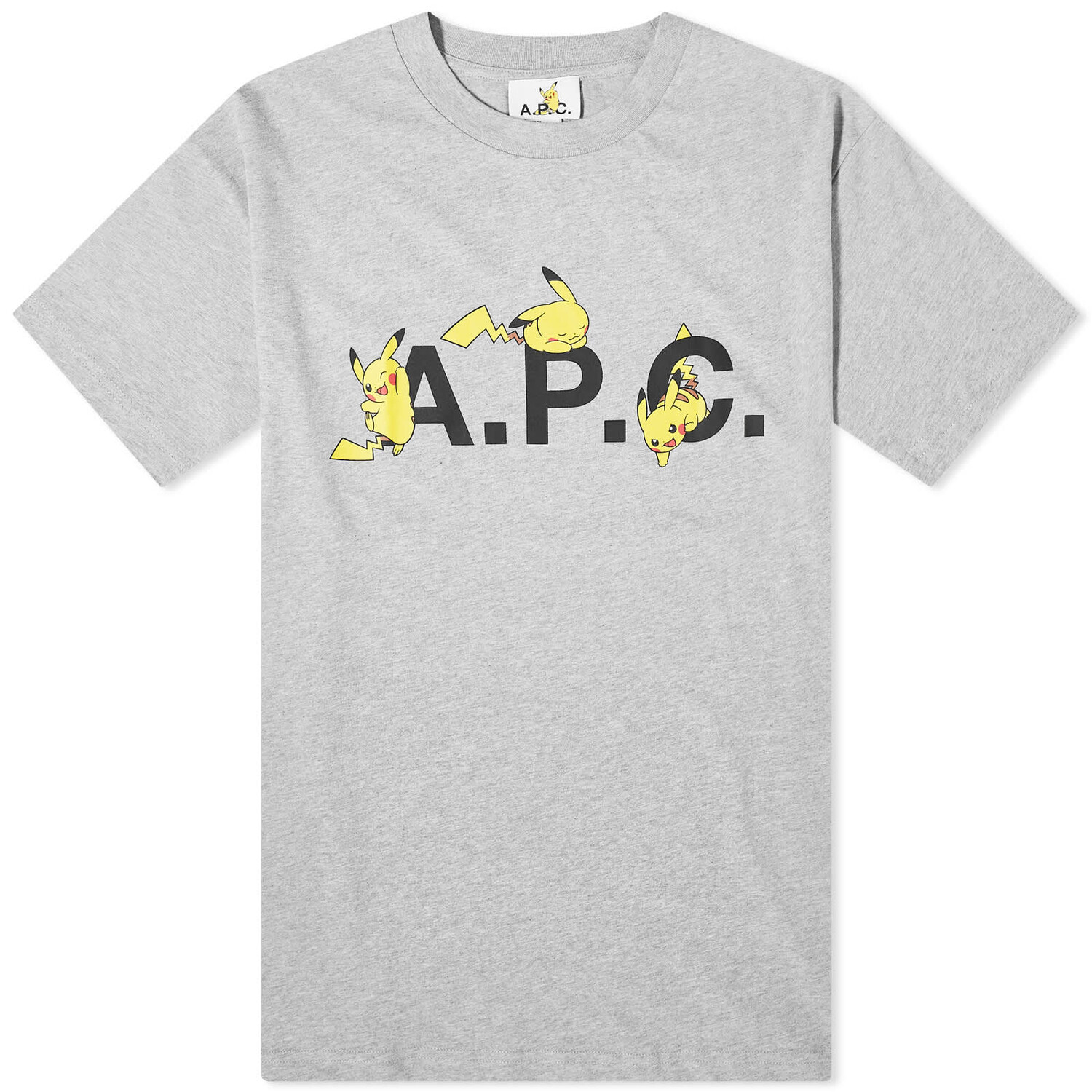 

Футболка A.P.C. X Pokémon Pikachu, цвет Heathered Light Grey