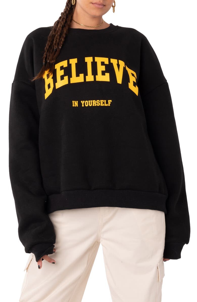 

Толстовка из смесового хлопка с рисунком Believe EDIKTED, черный