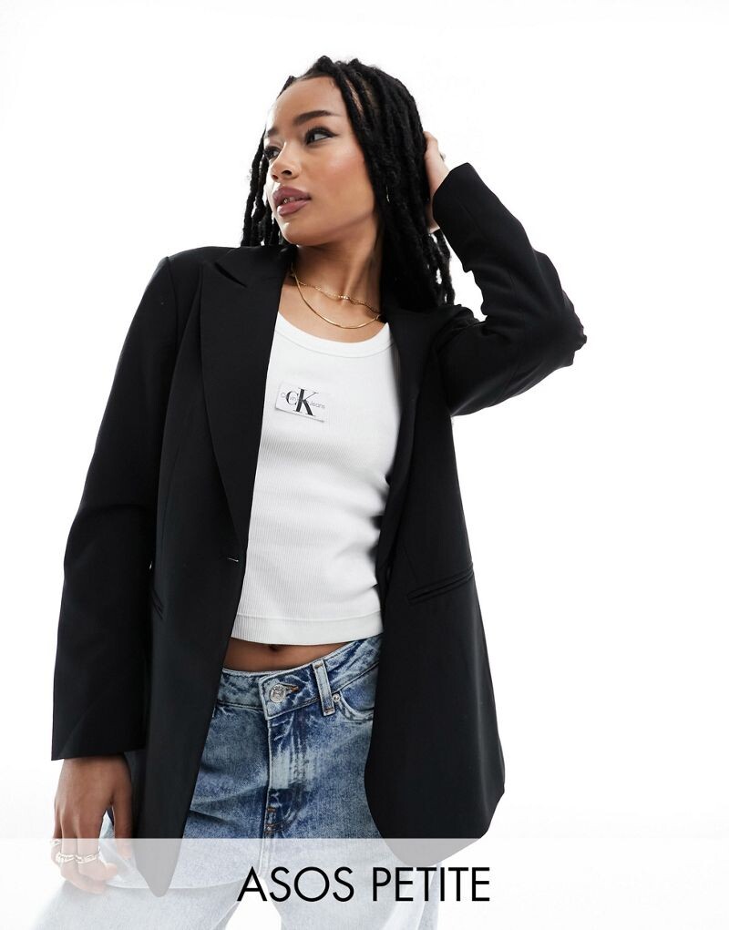 

Черный однобортный пиджак ASOS DESIGN Petite
