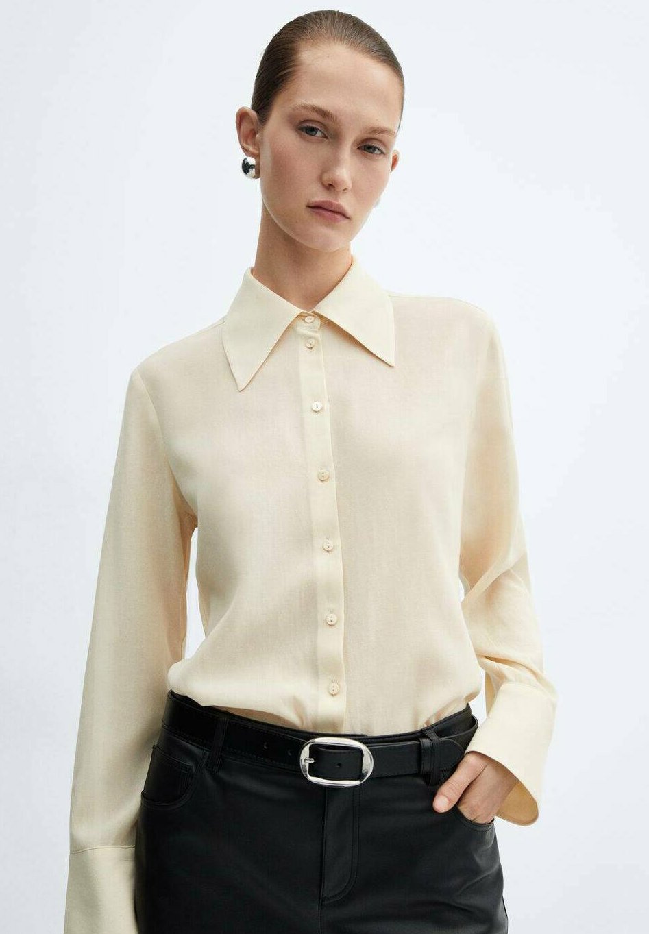 Блузка-рубашка CORONA Mango, цвет vanille