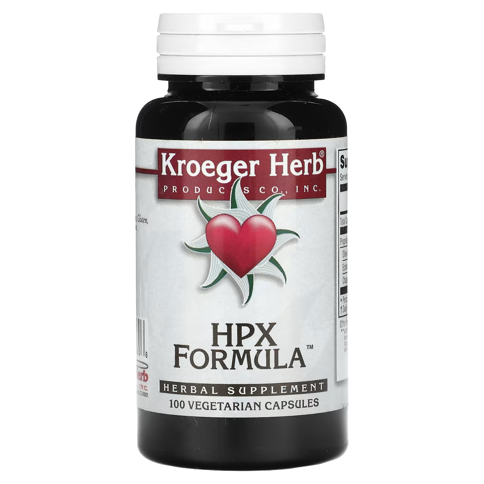 Растительная добавка Kroeger Herb Co HPX Formula, 100 капсул растительная добавка kroeger herb co балансировщик полярности 100 капсул