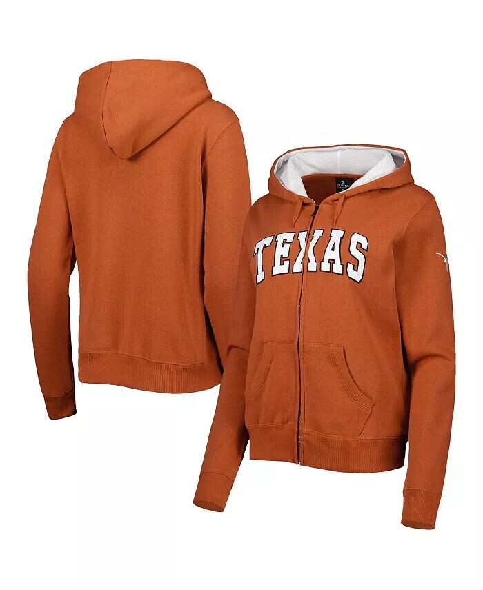 

Женская толстовка с капюшоном с молнией во всю длину и арочным именем Texas Orange Texas Longhorns Colosseum, оранжевый