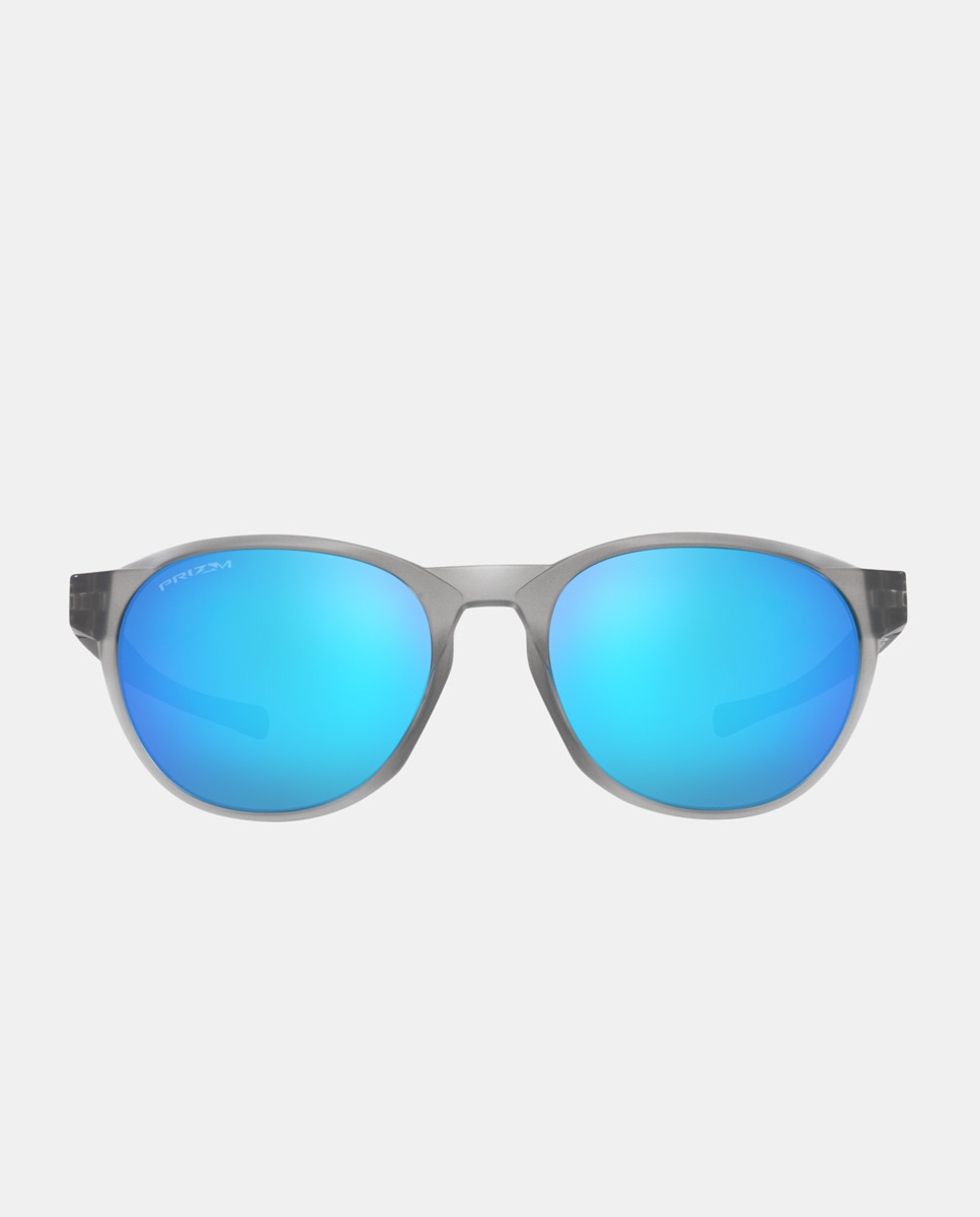 Круглые полупрозрачные мужские солнцезащитные очки серого цвета Oakley, серый