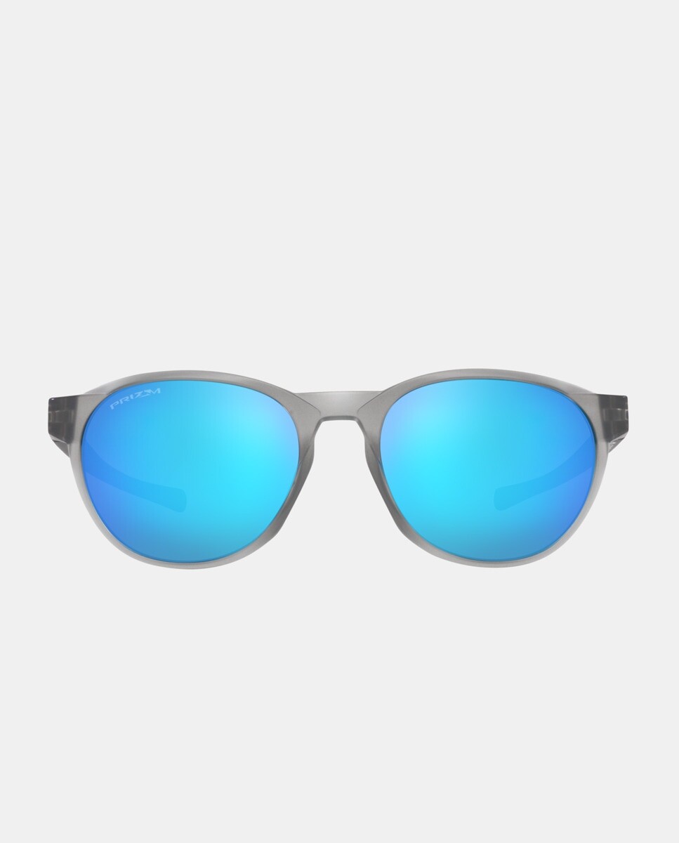 

Круглые полупрозрачные мужские солнцезащитные очки серого цвета Oakley, серый
