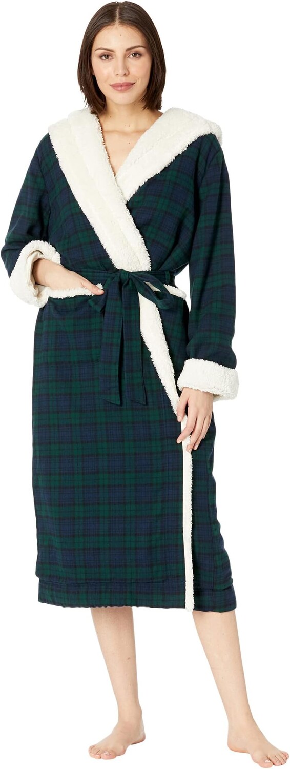 

Халат Scotch Plaid Flannel Sherpa Lined Long Robe L.L.Bean, цвет Black Watch