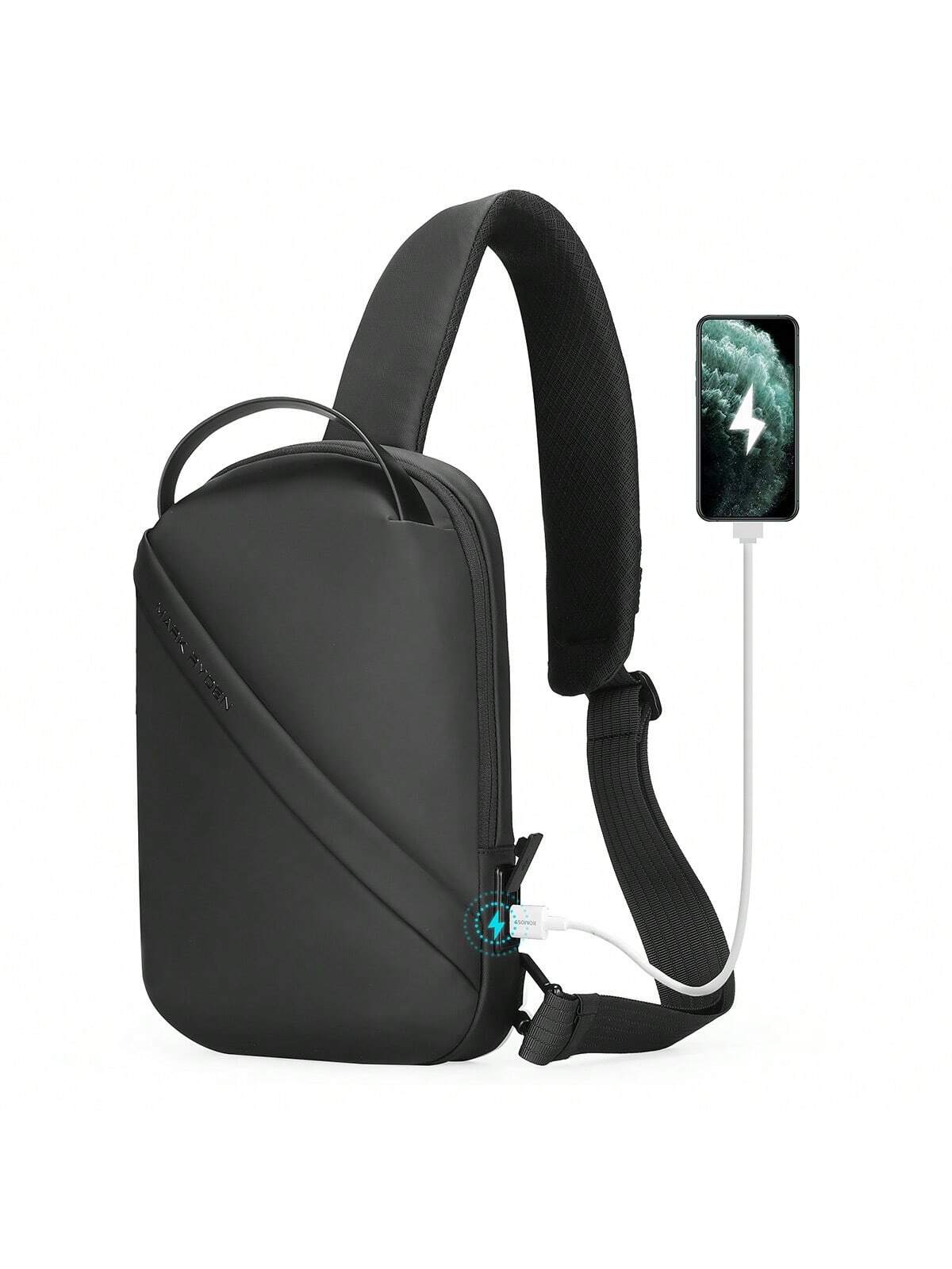 рюкзак слинг через плечо для мужчин нагрудная дорожная походная водонепроницаемая маленькая сумочка MARK RYDEN сумка через плечо, черное обновление