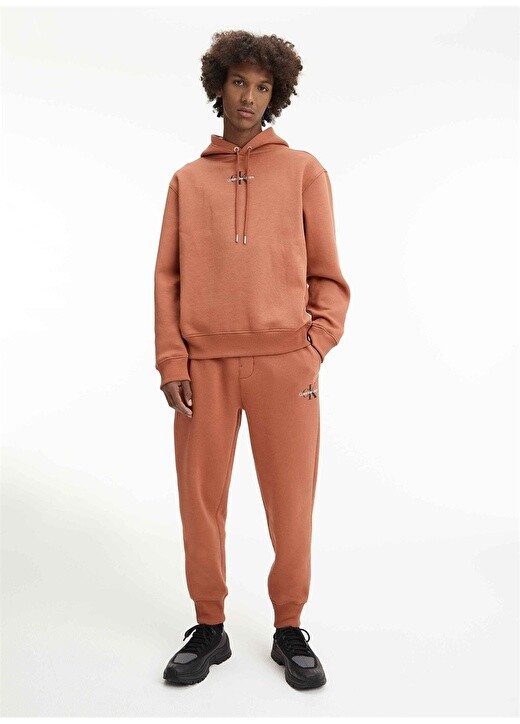 

Коричневая мужская толстовка с воротником с капюшоном Calvin Klein Jeans, Коричневый