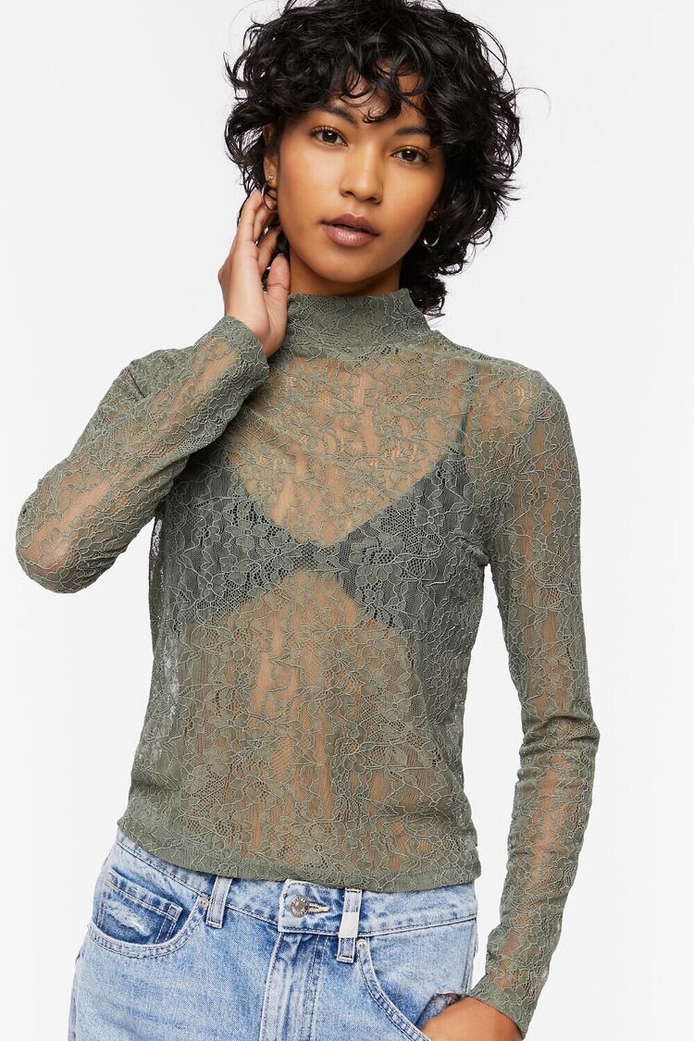 

Кружевной топ с цветочным принтом Forever 21