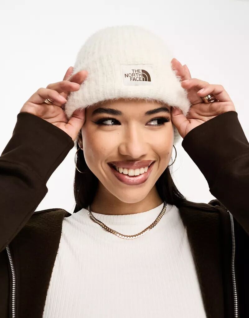 

Белоснежная вязаная шапка в рубчик The North Face Salty Bae