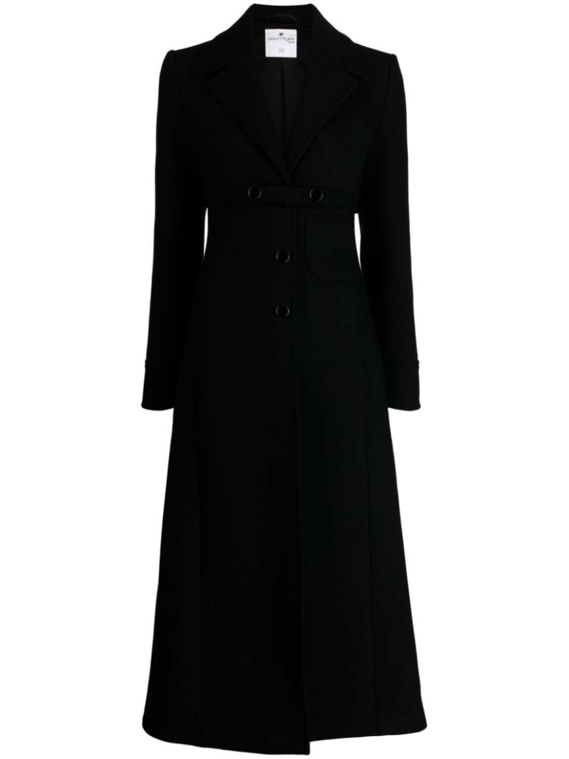 

Courrèges single-breasted A-line coat, черный