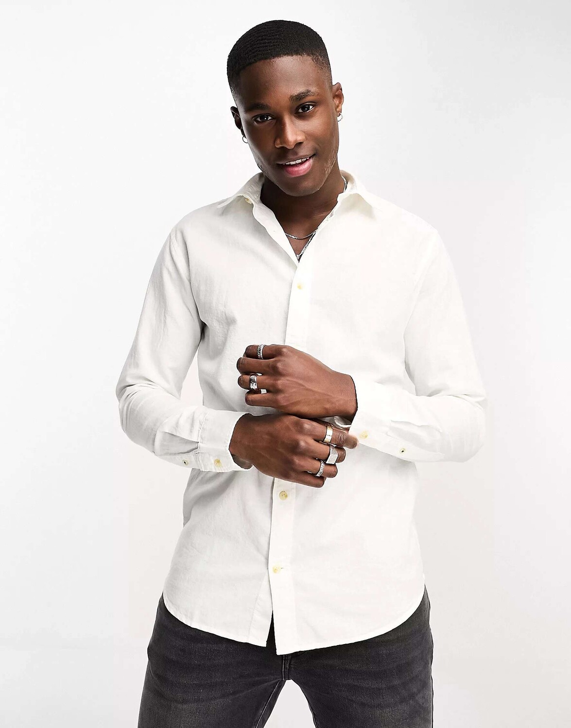 

Белая льняная рубашка Jack & Jones Essentials