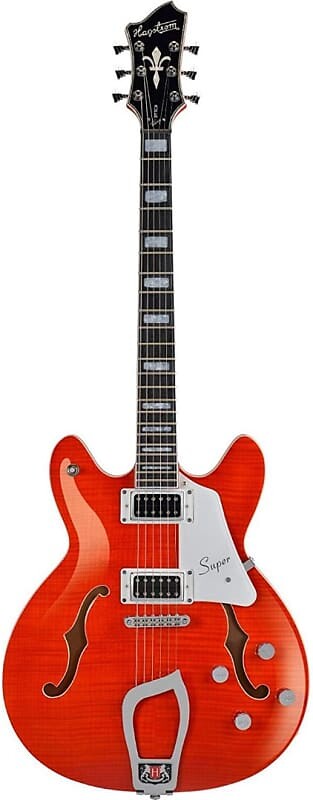 Электрогитара Hagstrom SUVIK-MDE Super Viking Semi-Hollow Body Electric Guitar, Mandarin Flame электрогитара hagstrom super viking semi hollow flame maple electric guitar dark baltic sea