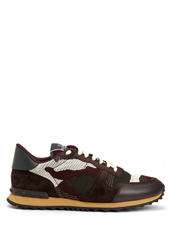 

Бордовые мужские кроссовки rockrunner с камуфляжным рисунком Valentino Garavani
