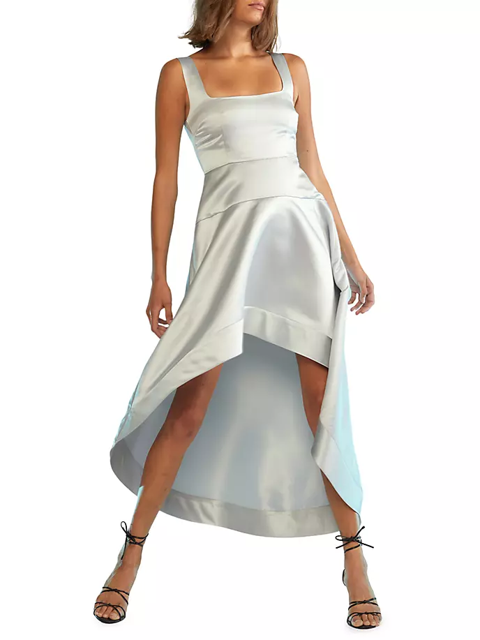 Атласное платье хай-лоу Cynthia Rowley, цвет silver