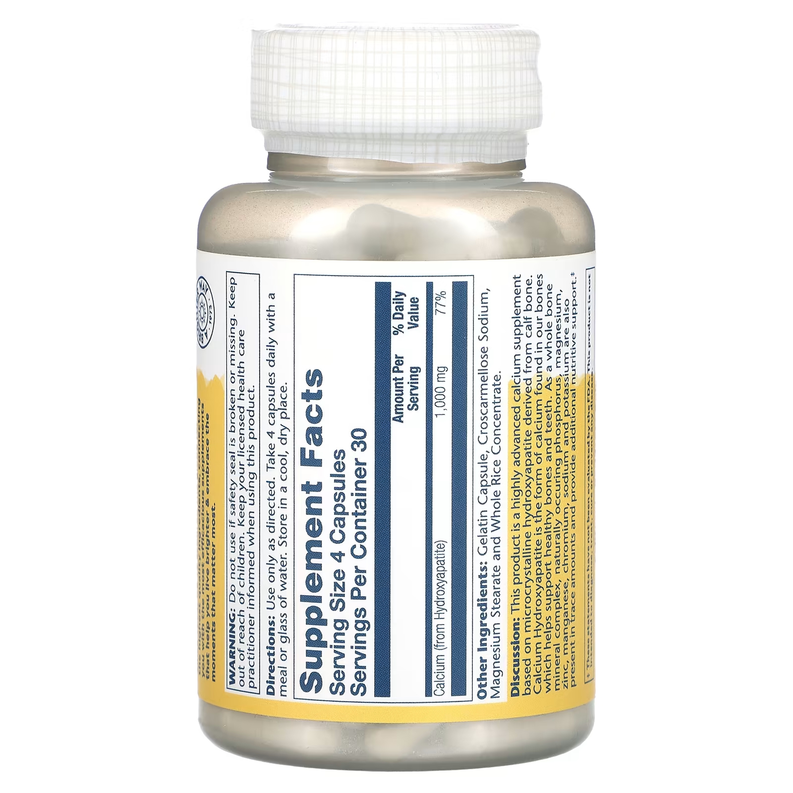 Solaray Гидроксиапатит кальция 1000 мг 120 капсул (250 мг на капсулу)