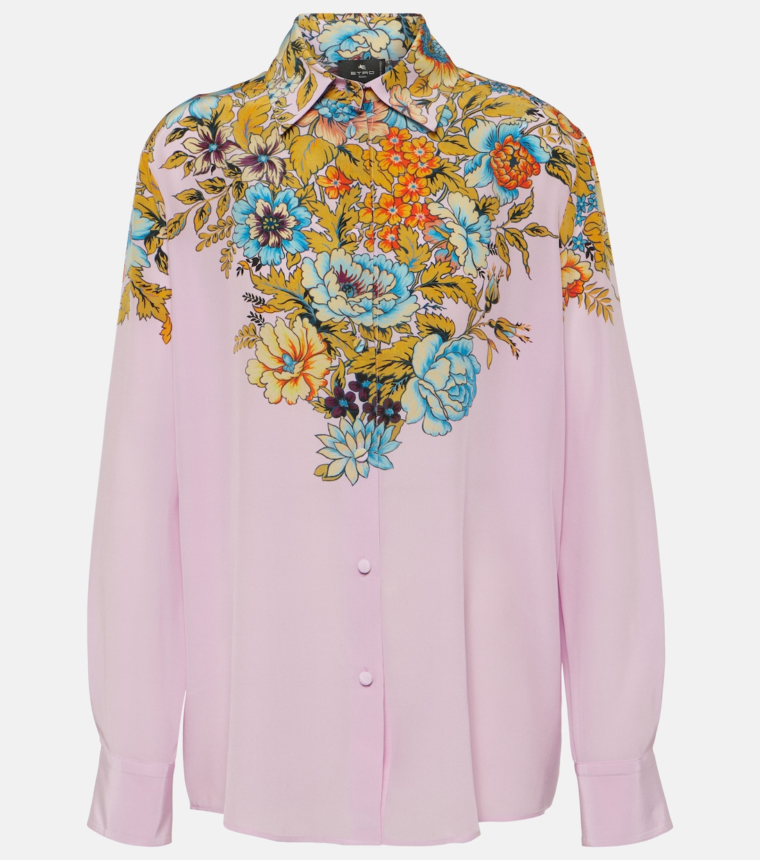 цена Шелковая рубашка с цветочным принтом Etro, розовый