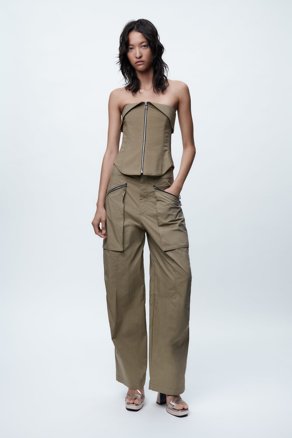 

Застегнуть бюстье ZARA, хаки