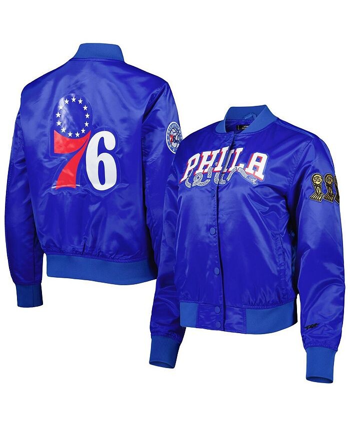

Женская классическая атласная куртка на кнопках Royal Philadelphia 76ers Pro Standard, синий