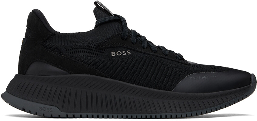 

Черные кроссовки с нашивками Boss