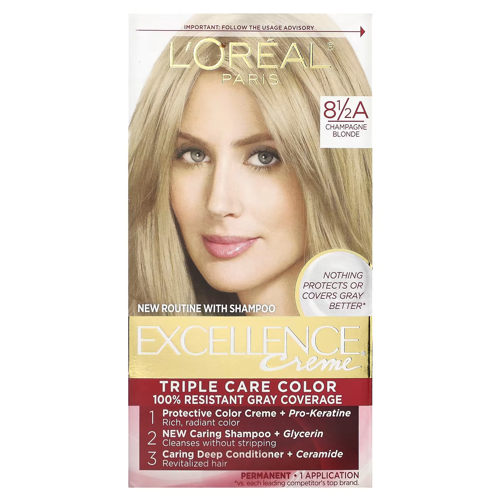 Краска для волос L'Oréal Excellence Creme Triple Care Color 8 1/2 A Champagne Blonde шампунь для волос dctr go healing system шампунь для глубокого восстановления волос collagen filler shampoo