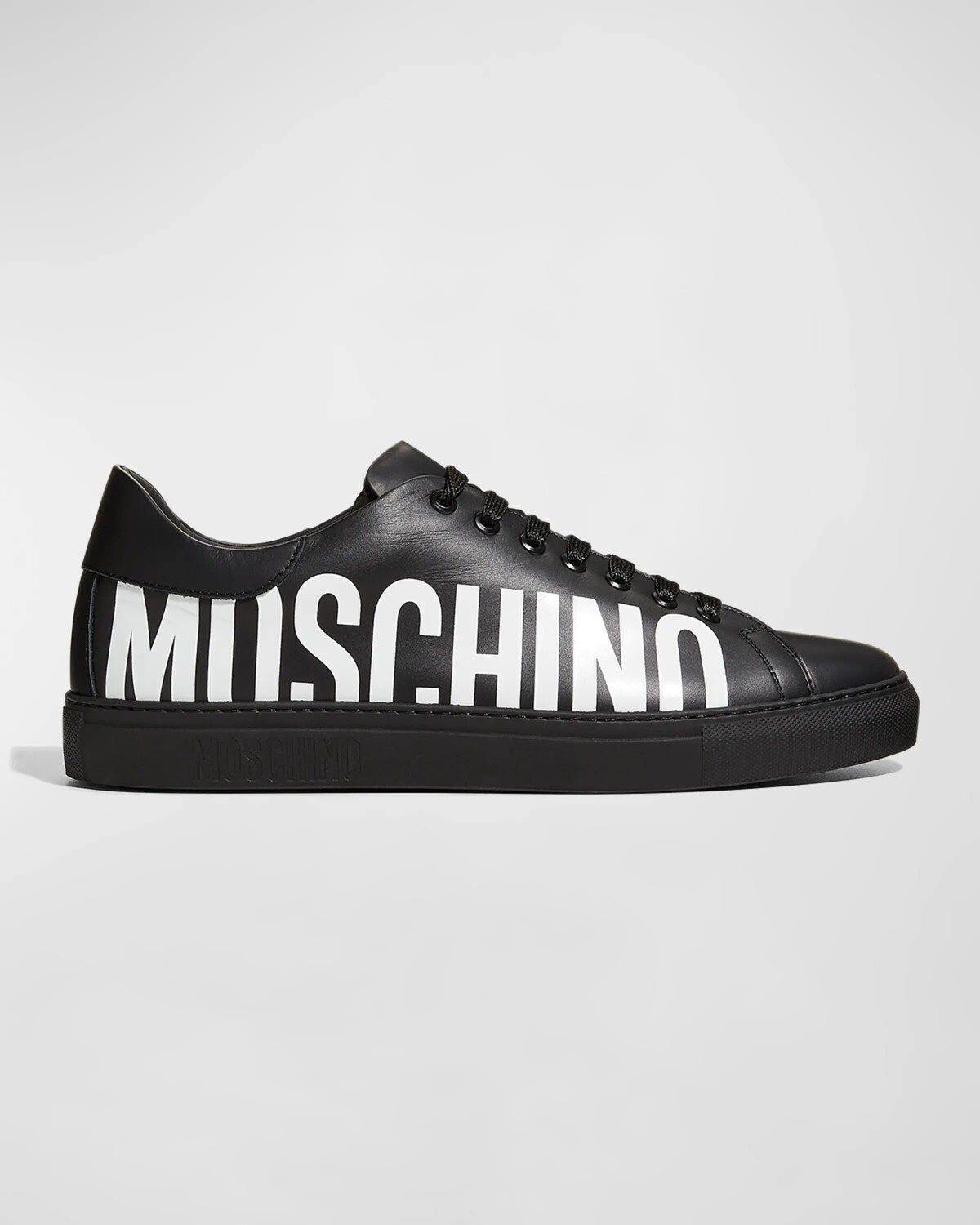 

Мужские кожаные низкие кеды с логотипом Moschino, цвет Black