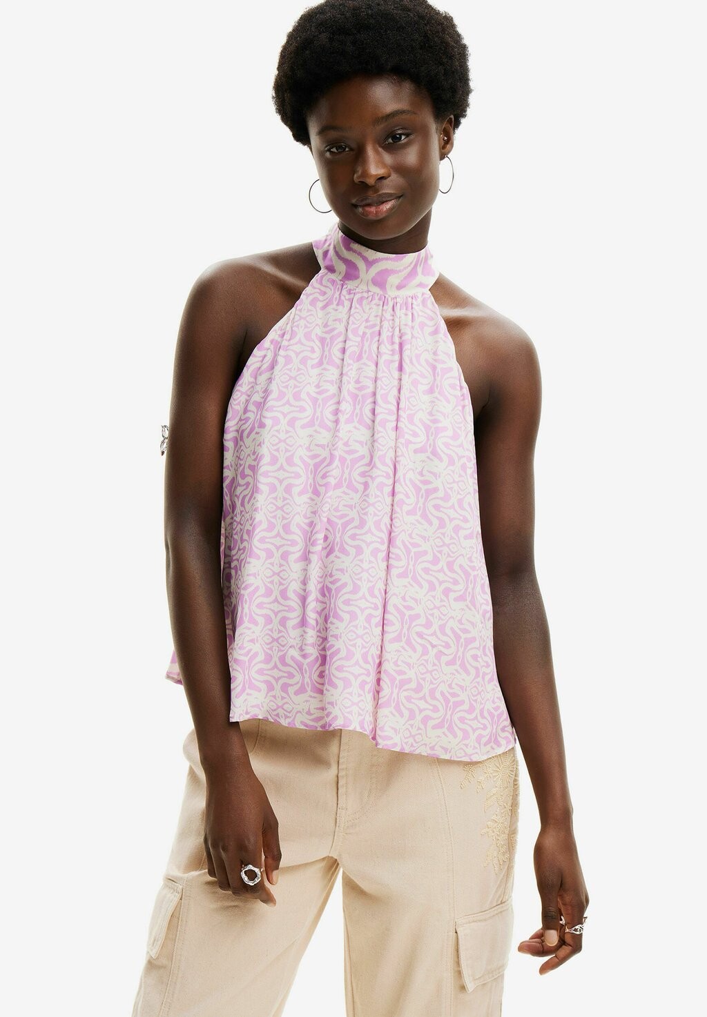 

Топ HALTER BORDER Desigual, розовый