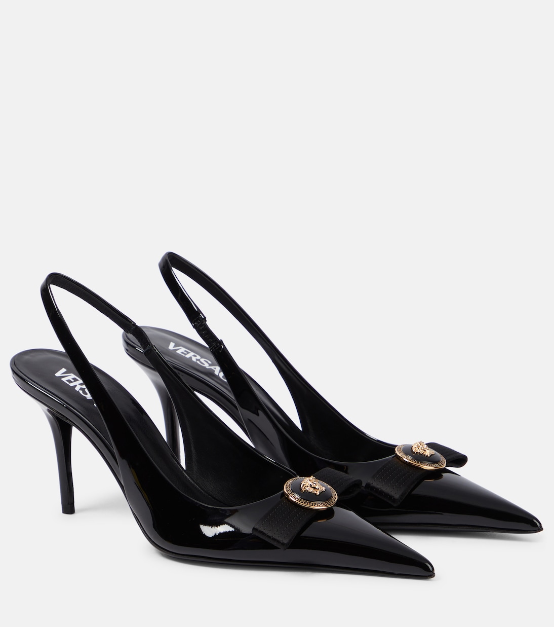 Лакированные туфли gianni с пяткой на пятке Versace, черный
