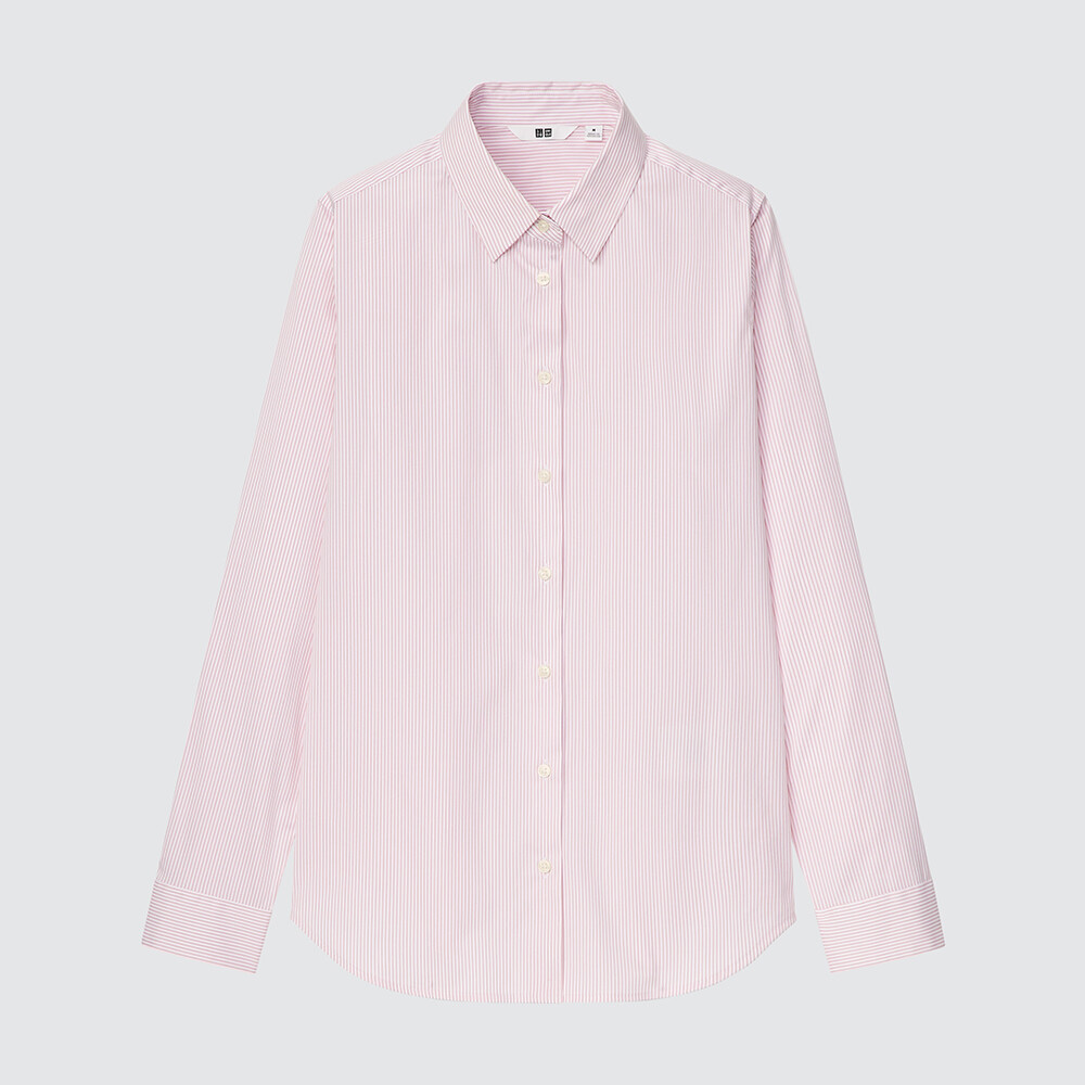 

Рубашка Uniqlo Supima Cotton формальная в полоску, розовый