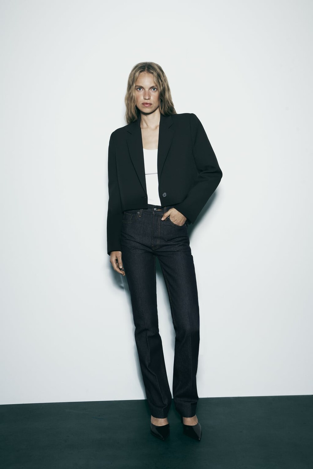 

Джинсы с высокой талией Zw Collection Bootcut ZARA, синий