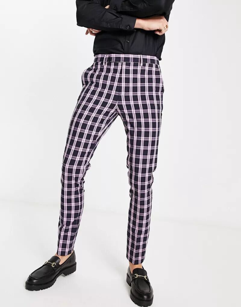 

Темно-синие брюки узкого кроя ASOS