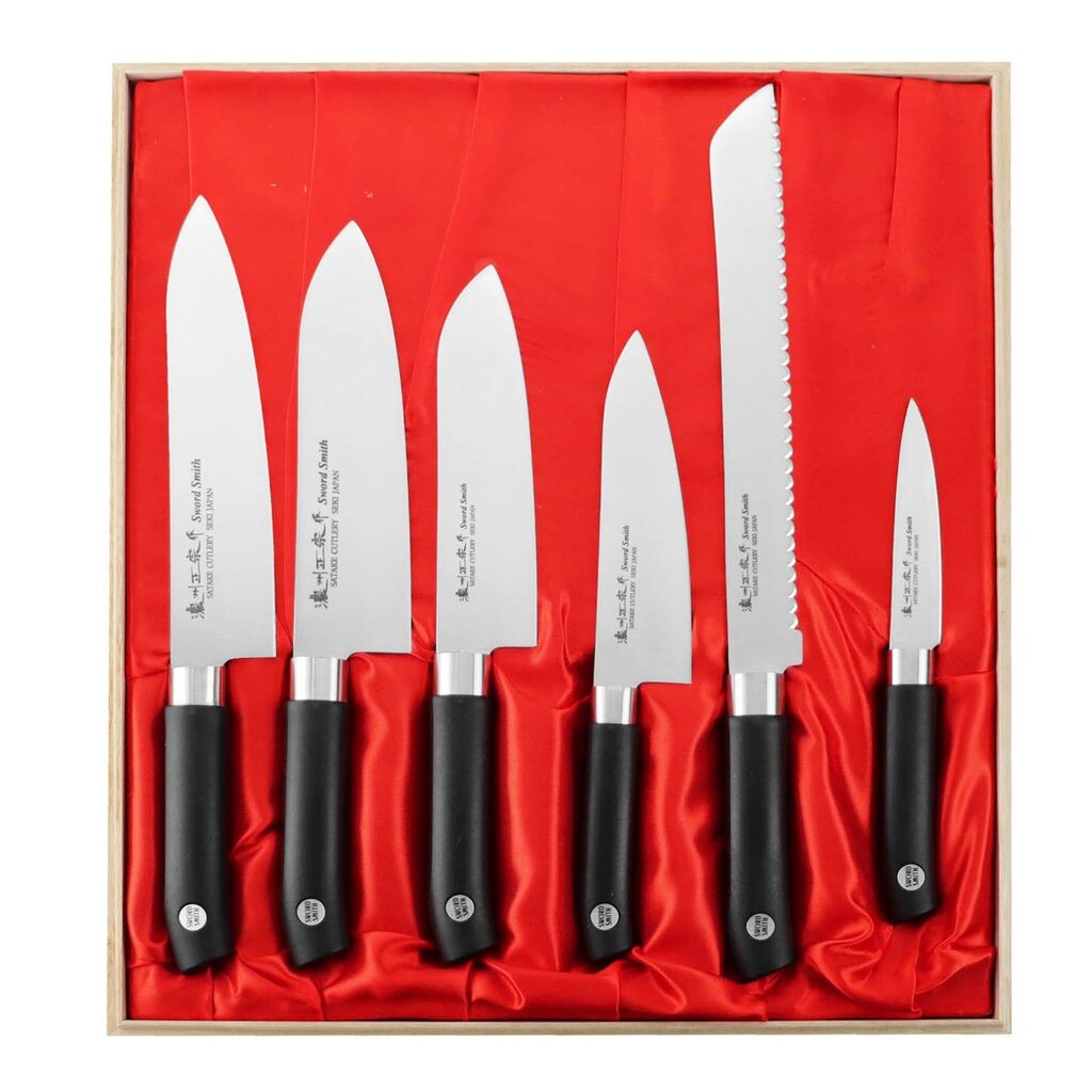 

Набор Satake Sword Smith из 6 ножей в деревянной коробке HG8327W Satake Cutlery MFG.Co.,LTD, серебро