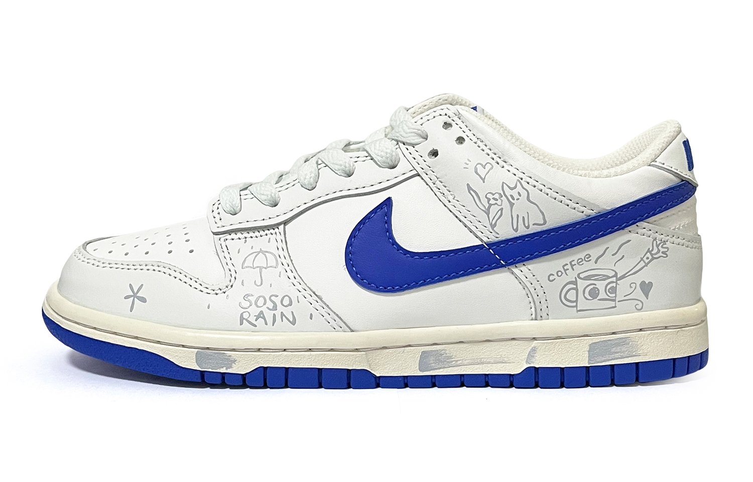 

Кроссовки Nike Dunk Skateboarding Shoes Women's Low-top Royal Blue/white, синий