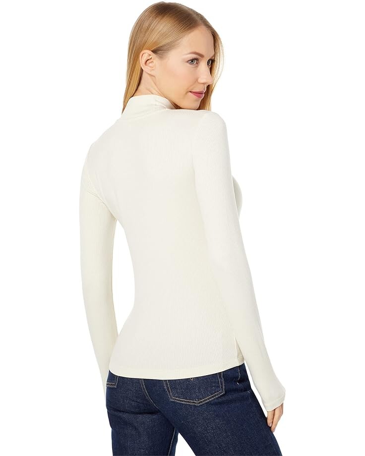 

Футболка Vince Ribbed Long Sleeve Mock Neck Tee, цвет Blanc