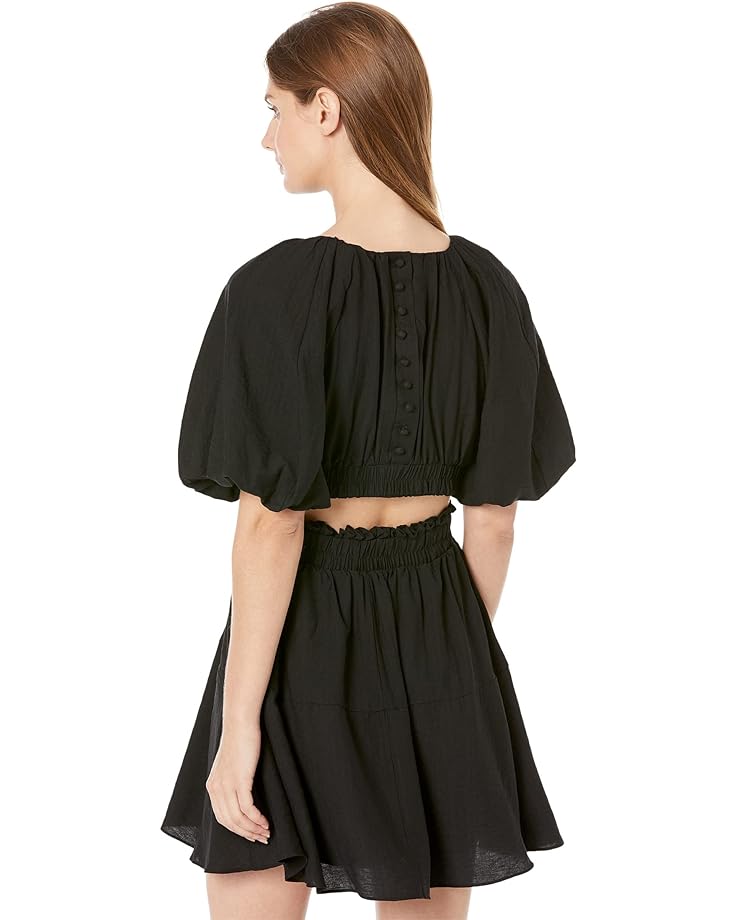Платье MOON RIVER Bubble Sleeve Back Cutout Mini Dress, черный платье moon river puff sleeve back cutout midi dress