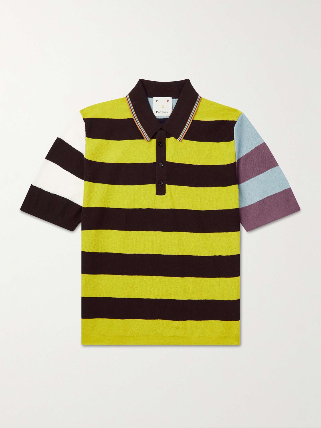 

Полосатая хлопковая рубашка поло узкого кроя Paul Smith POP TRADING COMPANY, желтый