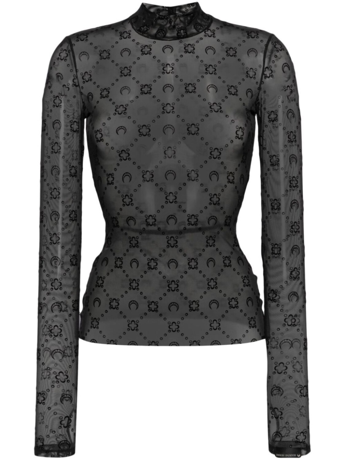 

Marine Serre MOONOGRAM MESH FLOCK HIGHT NECK TOP, черный