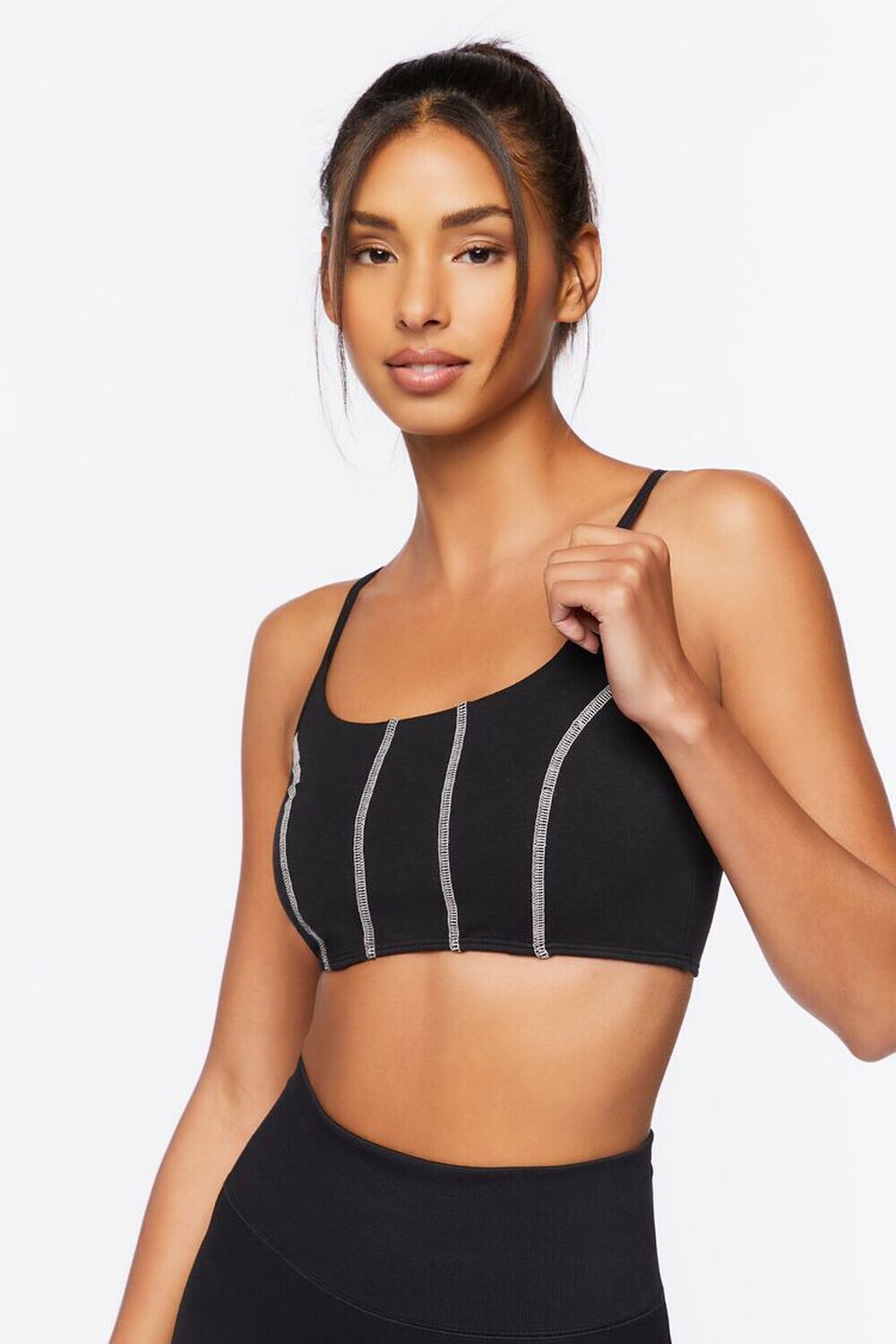 

Удлиненный спортивный бюстгальтер из хлопковой смеси Forever 21, черный