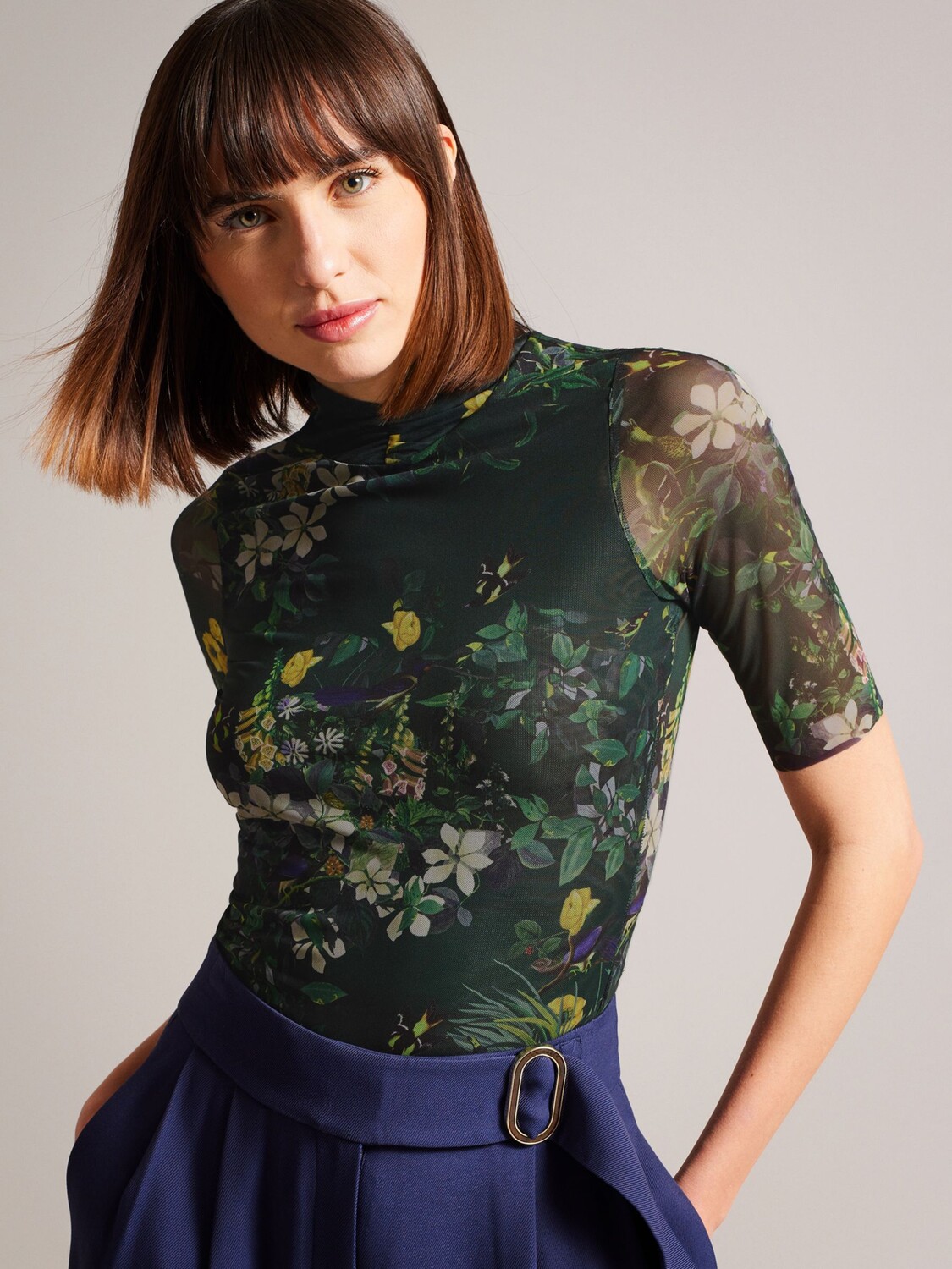 

Сетчатый топ с высоким воротником Ted Baker Gorgee, разноцветный
