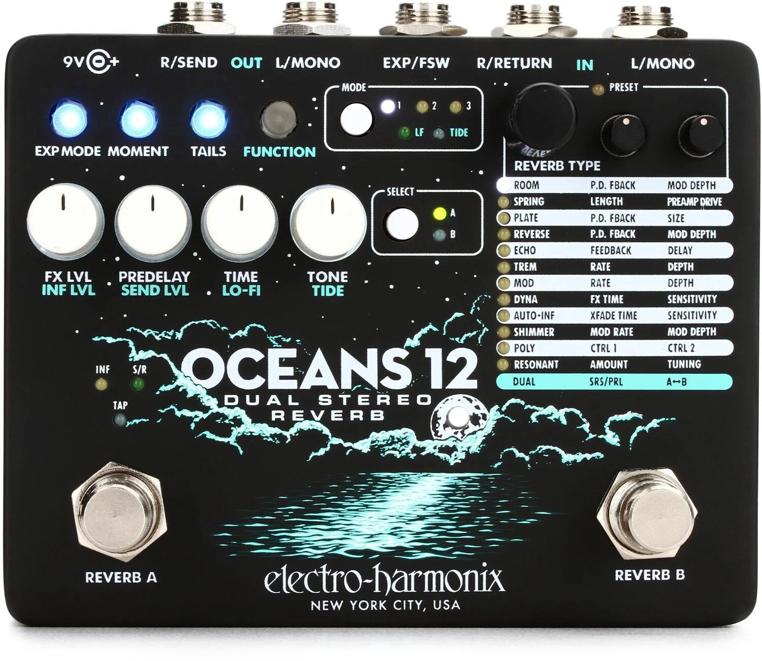 

Electro-Harmonix Oceans 12 Двойная педаль стереореверберации