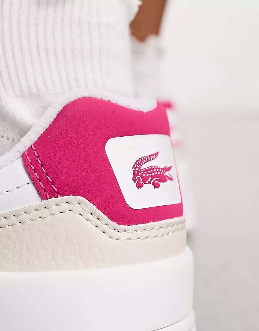 

Белые и розовые кроссовки Lacoste с Т-образными зажимами