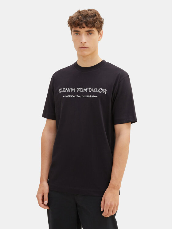 Футболка стандартного кроя Tom Tailor Denim, черный футболка – синяя – стандартного кроя tom tailor denim синий