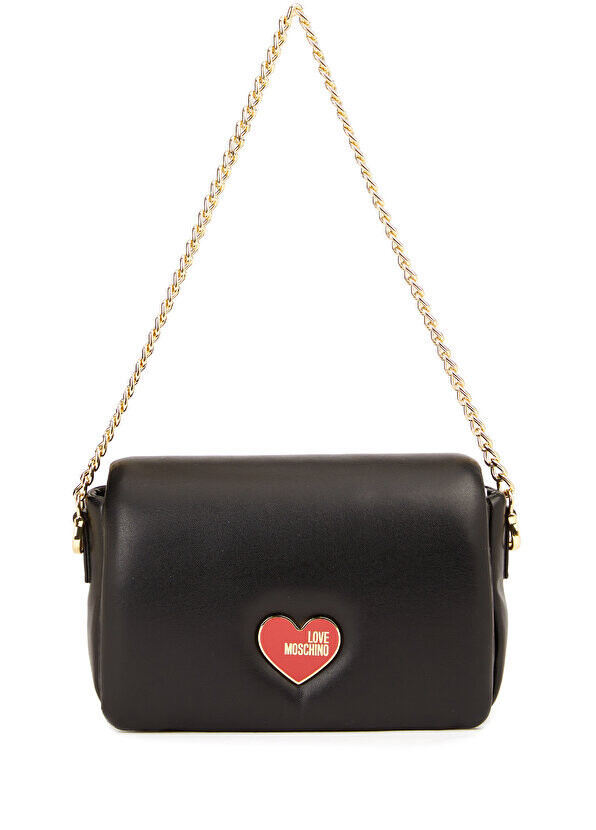 

Женская кожаная сумка с черным логотипом Love Moschino
