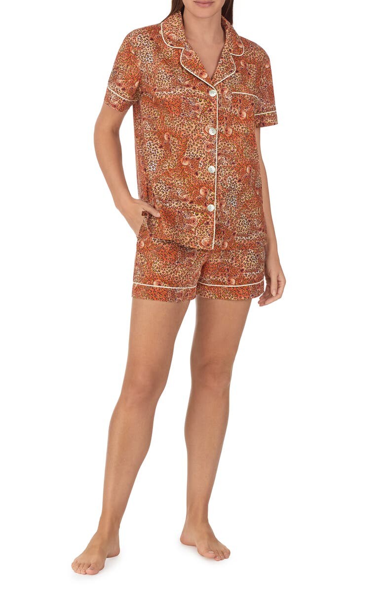 

Хлопковая короткая пижама с леопардовым принтом Liberty BEDHEAD PAJAMAS