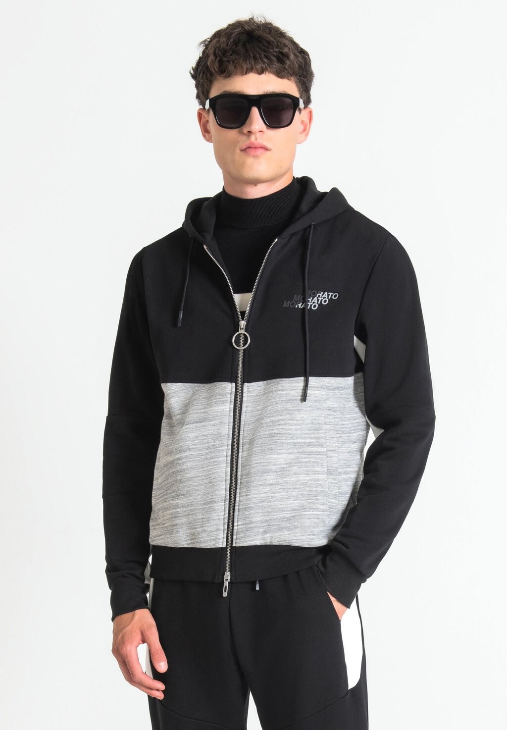 

Толстовка на молнии Regular Fit Hoodie With Zip And Logo Print Antony Morato, черный
