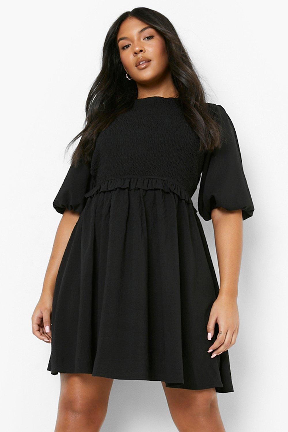 

Платье с мощными рукавами plus Boohoo, черный