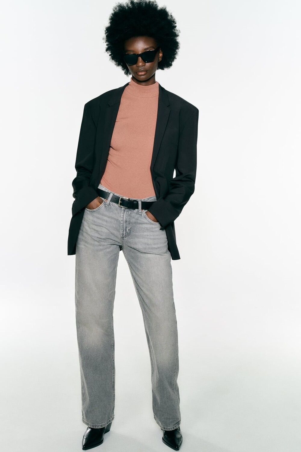

Боди из эластичного хлопка ZARA, бежевый